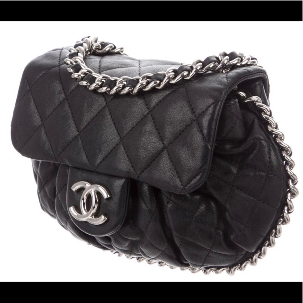 Chanel Mini Chain Around Crossbody Flap Bag Blk